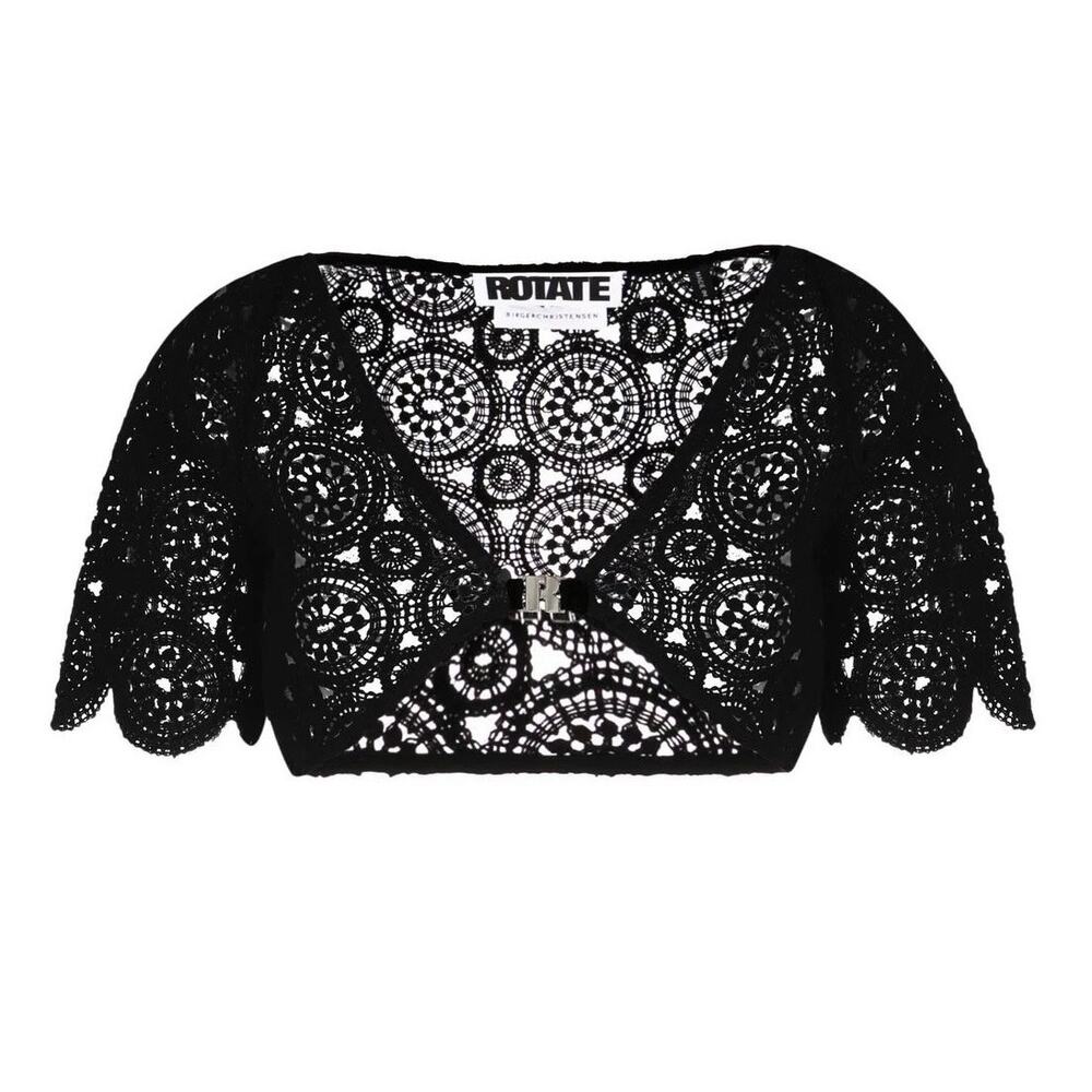 ROTATE Birger Christensen Black Crochet Cotton Top - S - NWT